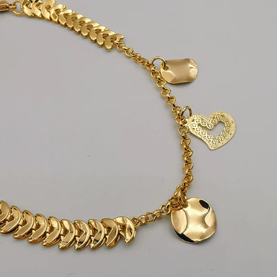 24K Gold Plated Coin Heart Anklet