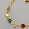 21K Gold Plated Colorful Heart Anklet