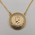 24K Rose Gold Plated Round Crystal Coin Necklace