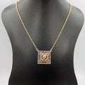 24K Rose Gold Plated Square Crystal Coin Necklace