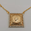 24K Rose Gold Plated Square Crystal Coin Necklace