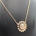 24K Rose Gold Plated Crowned Crystal Coin Necklace