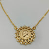 24K Rose Gold Plated Crowned Crystal Coin Necklace