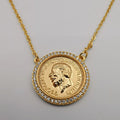 24K Rose Gold Plated Flat Crystal Coin Necklace