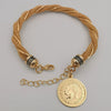 24K Gold Plated Coin Adjustable Threaded Bracelet