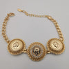 24K Rose Plated Tri-Coin Crystal Bracelet