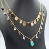 21K Gold Plated Colorful Turquoise Stone 2 Layer Necklace