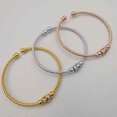 24K Gold Plated Bracelet Set [3-Pieces] - Adjustable Size - Style 8