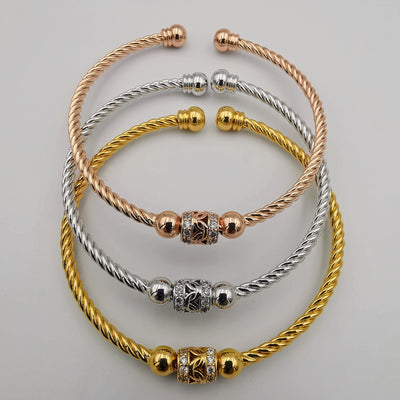 24K Gold Plated Bracelet Set [3-Pieces] - Adjustable Size - Style 8