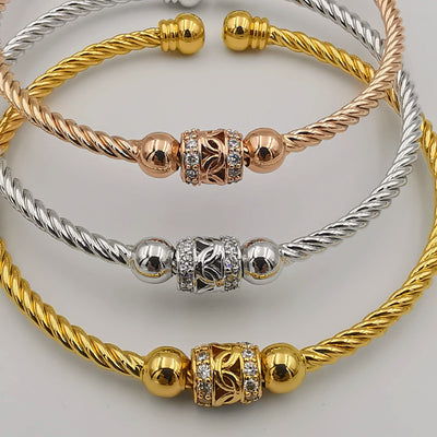 24K Gold Plated Bracelet Set [3-Pieces] - Adjustable Size - Style 8