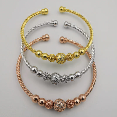 24K Gold Plated Bracelet Set [3-Pieces] - Adjustable Size - Style 10