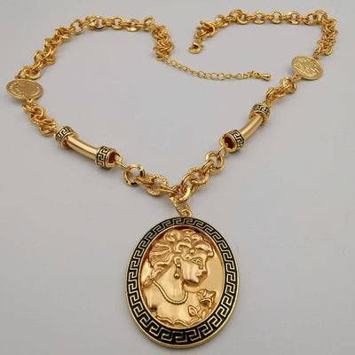 24K Gold Plated Camay Horn Chain Necklace