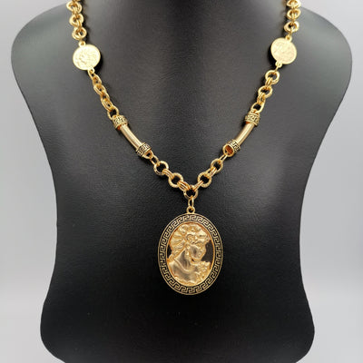 24K Gold Plated Camay Horn Chain Necklace