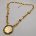 24K Gold Plated Coin Horn Chain Necklace