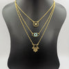 24K Gold Plated 3 Layer [Eye + Hand + Vers.ace] Necklace