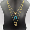 24K Gold Plated 3 Layer [Horseshoe + Hand + Vers.ace] Necklace