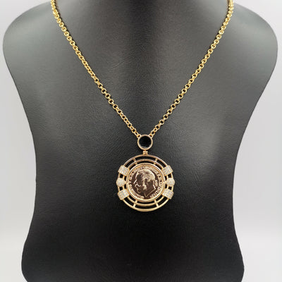 24K Gold Plated Coin Crystal Necklace - [JG Design Style 1]