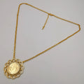 24K Gold Plated Coin Crystal Necklace - [JG Design Style 2]
