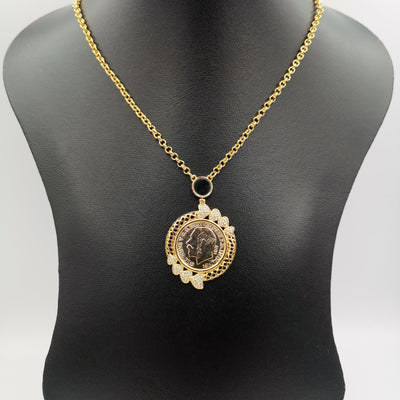 24K Gold Plated Coin Crystal Necklace - [JG Design Style 4]