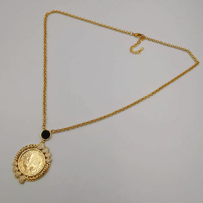 24K Gold Plated Coin Crystal Necklace - [JG Design Style 4]