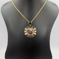 24K Gold Plated Coin Crystal Necklace - [JG Design Style 5]