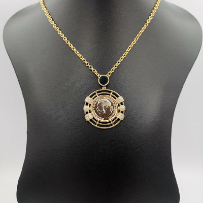 24K Gold Plated Coin Crystal Necklace - [JG Design Style 5]