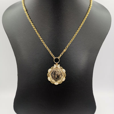 24K Gold Plated Coin Crystal Necklace - [JG Design Style 3]