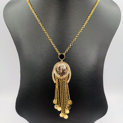 24K Gold Plated Coin Crystal Necklace - [JG Design Style 6]