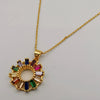 24K Gold Plated Round Colorful Crystal Necklace