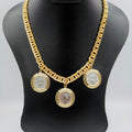 24K Gold Plated 3 Double Color Coin Necklace
