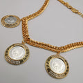 24K Gold Plated 3 Double Color Coin Necklace