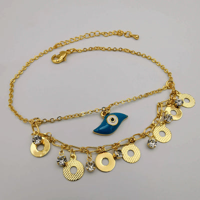 24K Gold Plated Turquoise Eye Anklet