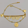 24K Gold Plated Coin Heart Danglers Anklet