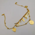 24K Gold Plated Coin Heart Danglers Anklet