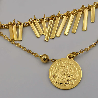24K Gold Plated Coin Round Danglers Anklet