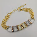 24K Gold Plated Six Chain Bracelet - Tri-color