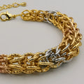 24K Gold Plated Thick Chain Bracelet - Tri-color