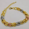 24K Gold Plated Interlink Chain Bracelet - Tri-color