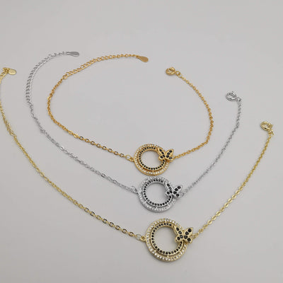 24K Gold [3 Piece Set] Round Butterfly Bracelet