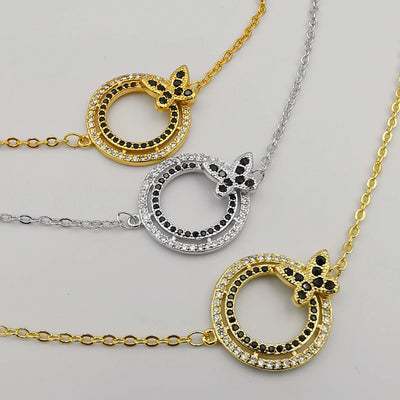24K Gold [3 Piece Set] Round Butterfly Bracelet