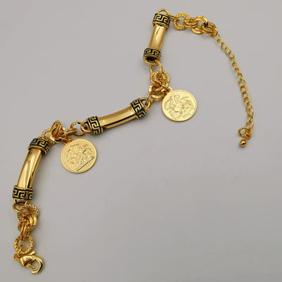 24K Gold Plated Coin Horn Bracelet