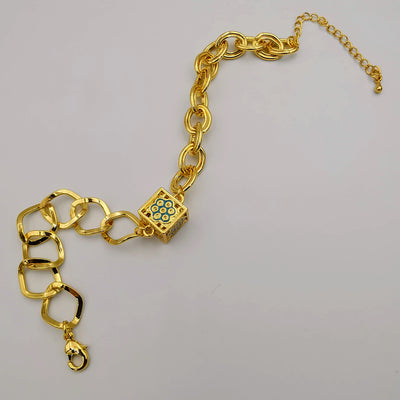 24K Gold Plated Hived Cube Chain Bracelet