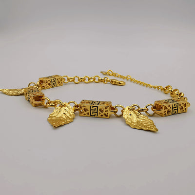 24K Gold Plated Leaf Bar Bracelet