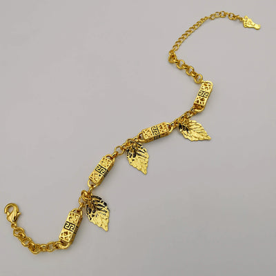 24K Gold Plated Leaf Bar Bracelet