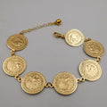 21K Rose Gold Plated 7 Coin Bracelet