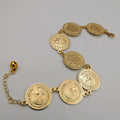 21K Rose Gold Plated 7 Coin Bracelet