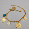 21K Rose Gold Plated Turquoise Coin Bracelet