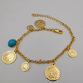 21K Rose Gold Plated Turquoise Coin Bracelet