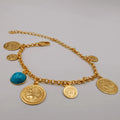 21K Rose Gold Plated Turquoise Coin Bracelet