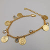 21K Rose Gold Plated Round Crystal Coin Bracelet